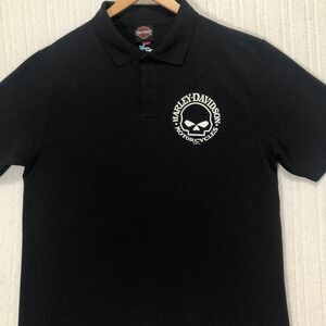 Harley-Davidson Skull Polo Shirt‎ Military Overseas Tour Black Men's Size Large
